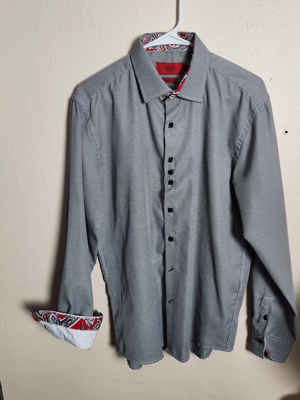 Men's Black Micro-Print Button-Down Shirt